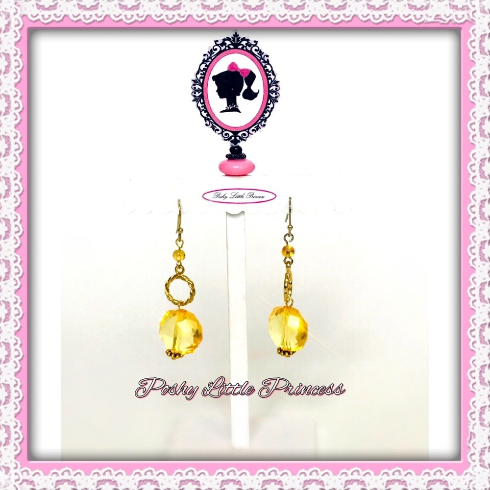 Yellow Gem Dangle Earrings